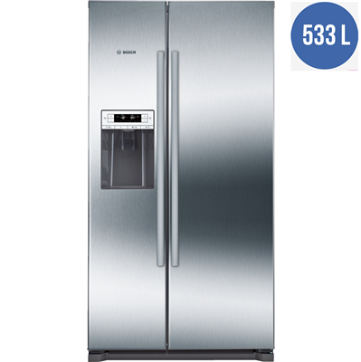 Tủ Lạnh Side By Side Bosch KAI90VI20 Có Thể Lấy Nước Lạnh Đá Viên Bên Ngoài Cửa Tủ Chỉ Với Phím Bấm Đơn Giản
